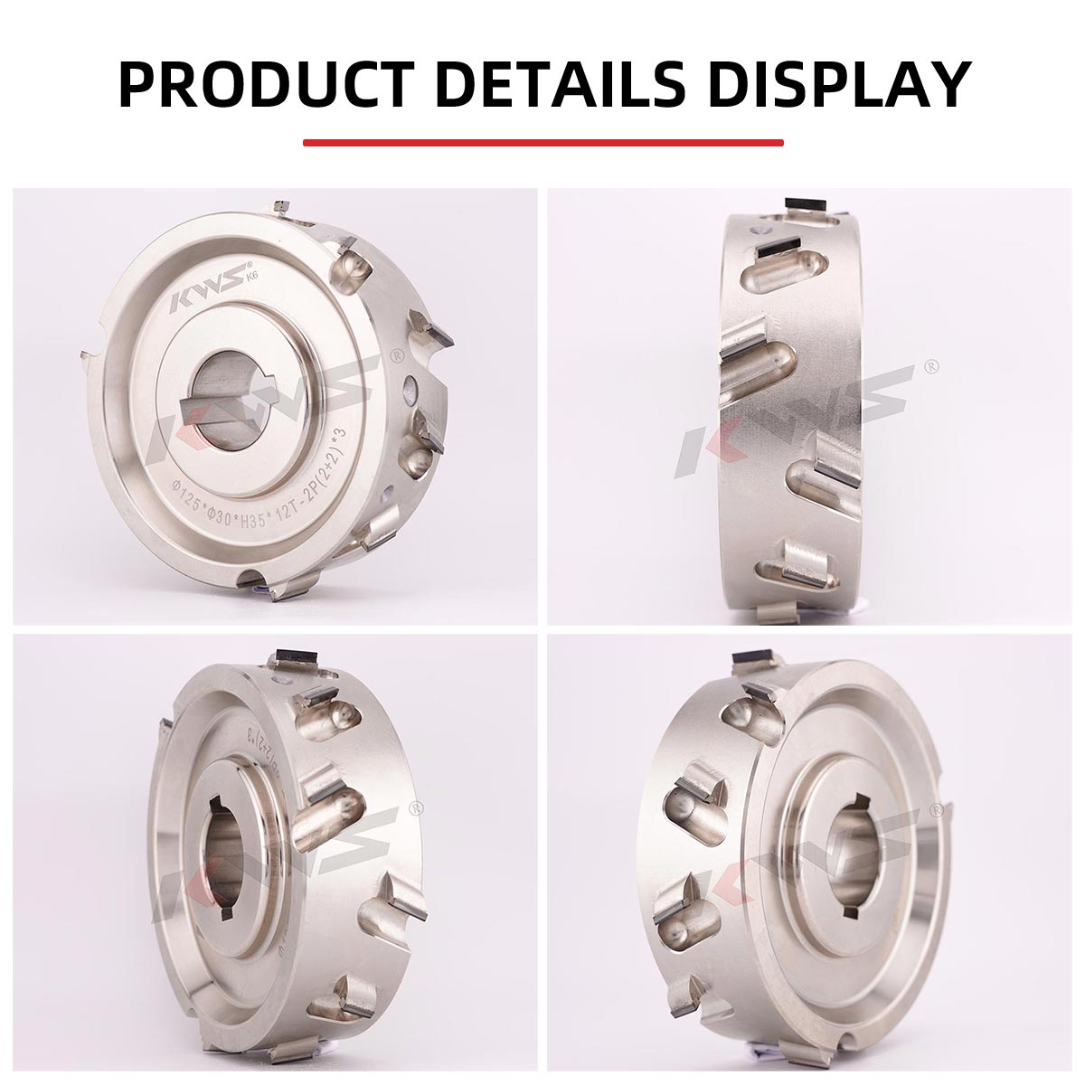 Fresa de prefresado PCD KWS K6 125x30xH35x12T 2 P【(2 2)x3 para máquina de encolado de cantos