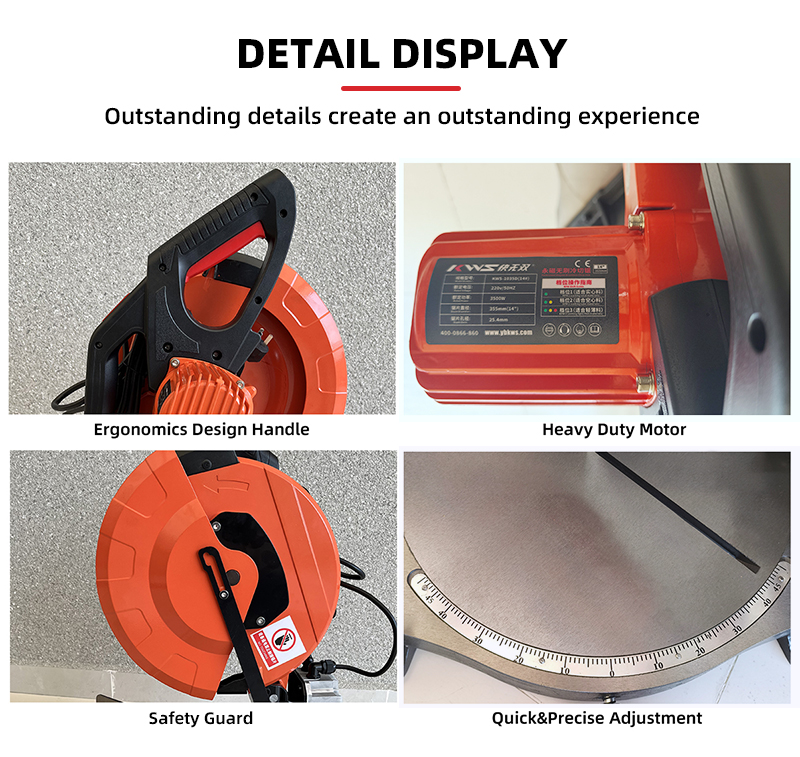 Sierra de corte ajustable KWS de 14 pulgadas para cortar hierro y acero con ángulo de 45°